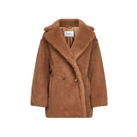 Max Mara Women Camel Drama Short Teddy Bear Icon Coat - Picture 1 of 3